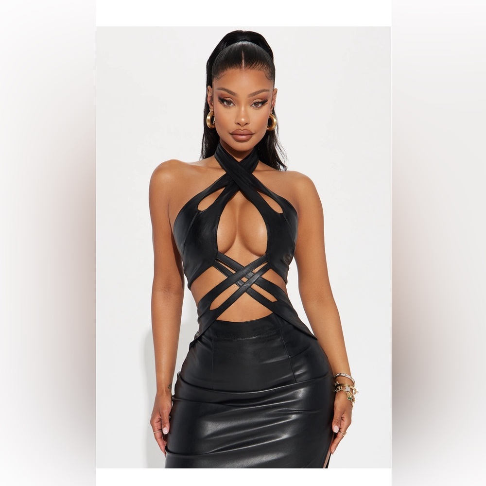 Leather Maxi Black dress 🖤